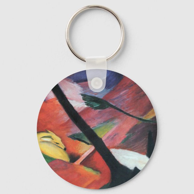 Hjort i Forest II av Franz Marc; Reh im Walde Nyckelring (Framsida)