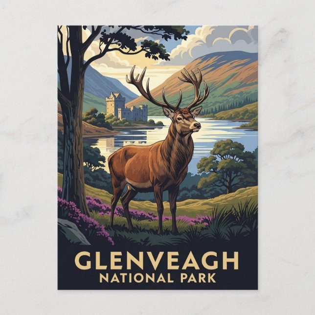 Hjort i Glenveagh National Park Ireland Travel Vykort (Framsida)