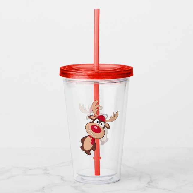 Hjort i halsduk. take away mugg (Framsida)
