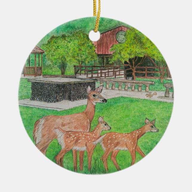 Hjort i Humiston Skogen från Pavillion Julgransprydnad Keramik (Framsidan)