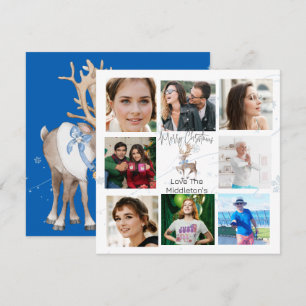 Hjort i julfamiljen Photo Collage Blue Julkort