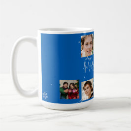 Hjort i julfamiljen Photo Collage Blue Kaffemugg