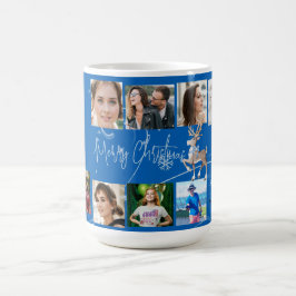 Hjort i julfamiljen Photo Collage Blue Kaffemugg