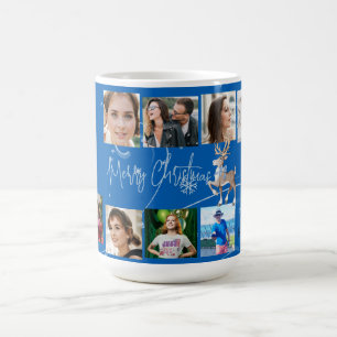 Hjort i julfamiljen Photo Collage Blue Kaffemugg