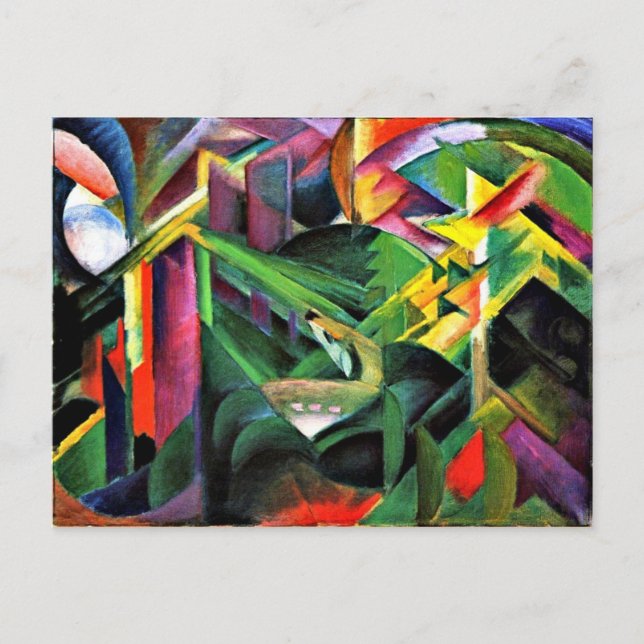 Hjort i klosterträdgården, bra konsmålning vykort (Framsida)