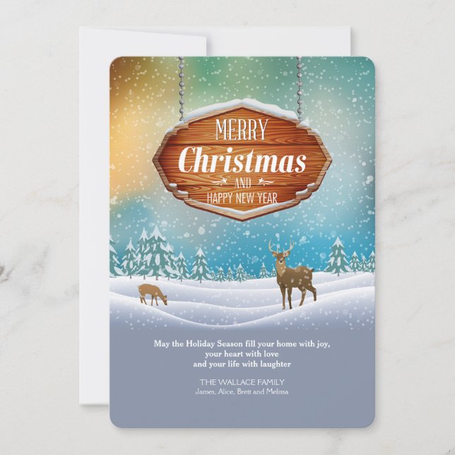 Hjort i kort för snöjulhälsning (Framsida)