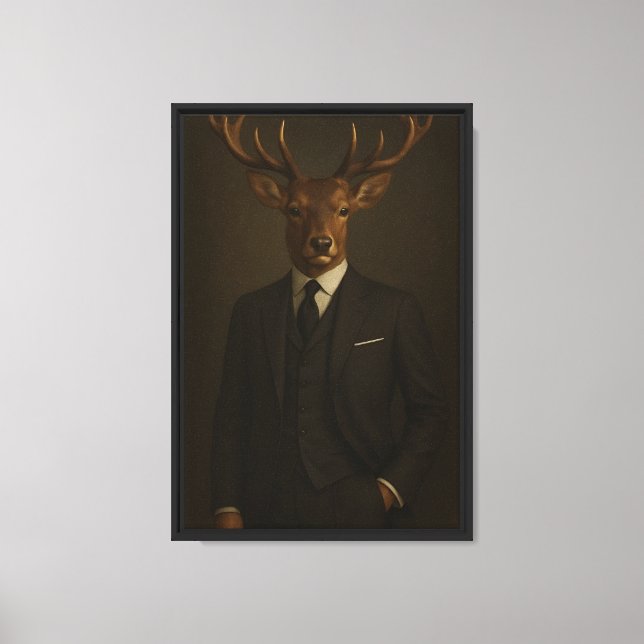 Hjort i Kostym-bildrutan Canvas Wall Art (Framsida)
