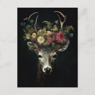 Hjort i Krona i Blommor Vykort