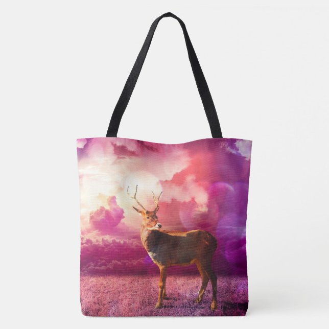 Hjort i molnen - Rosa Tote Bag Tygkasse (Baksida)