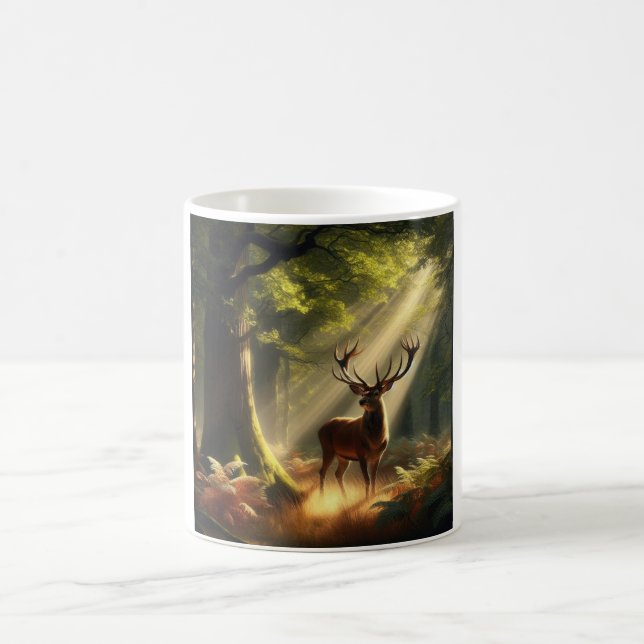 Hjort i morgonskogen kaffemugg (Center)