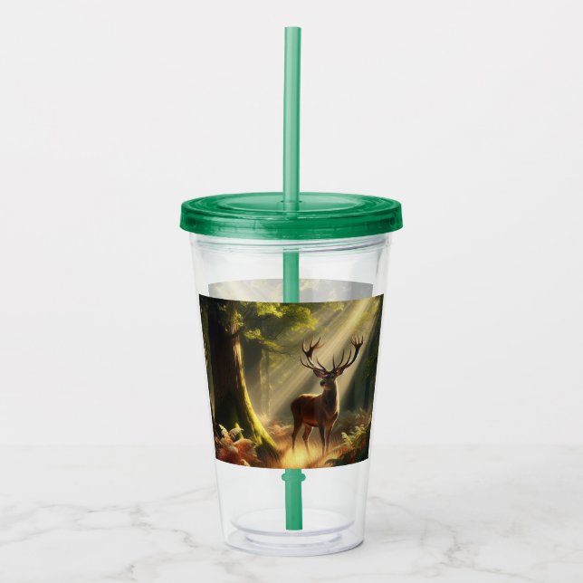 Hjort i morgonskogen take away mugg (Framsida)