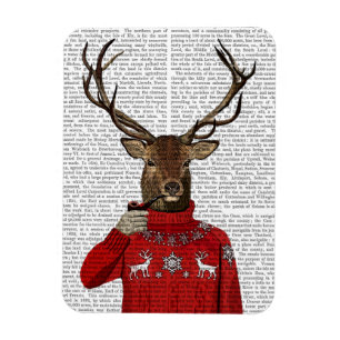 Hjort i Ski Sweater 2 Magnet