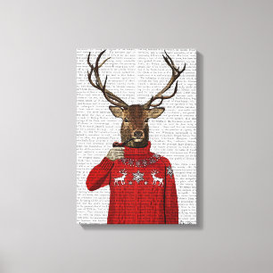 Hjort i Ski Sweater Canvastryck