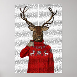 Hjort i Ski Sweater Poster