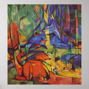 Hjort i skog av Franz Marc Poster