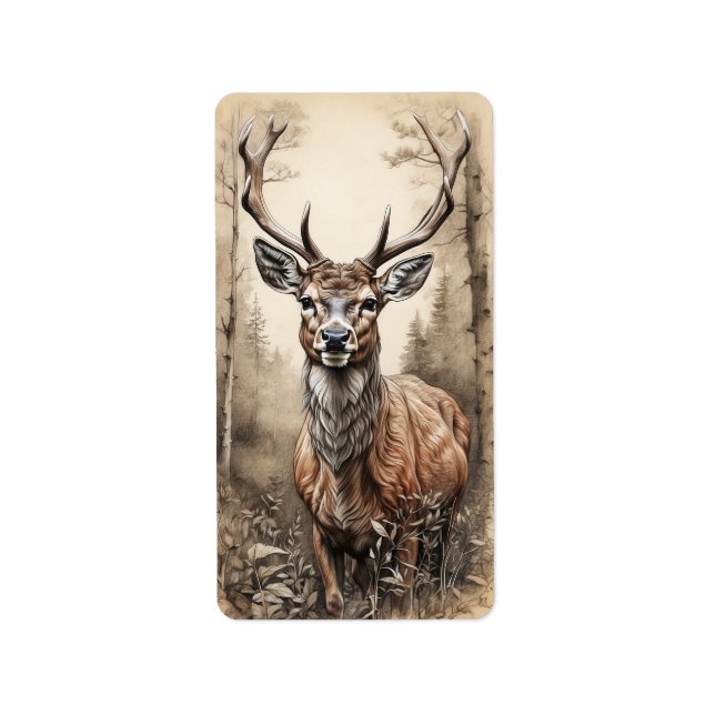 Hjort i skogen adressetikett (Framsidan)