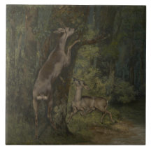 Hjort i skogen (av Gustave Courbet)