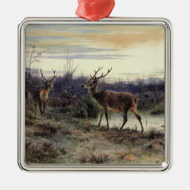 Hjort i skogen i Fontainebleau (Rosa Bonheur) Julgransprydnad Metall (Framsidan)