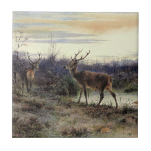 Hjort i skogen i Fontainebleau (Rosa Bonheur) Kakelplatta