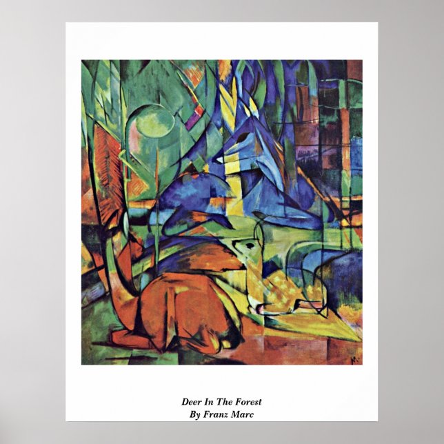 Hjort i skogen (II) av Franz Marc Marc Poster (Framsidan)