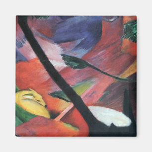 Hjort i skogen II av Franz Marc; Reh im Walde Magnet