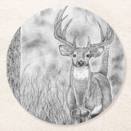 HJORT i SKOGEN Underlägg Papper Rund