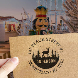 Hjort i Skogen Winter Helgdag Adress Självfärgande Stämpel