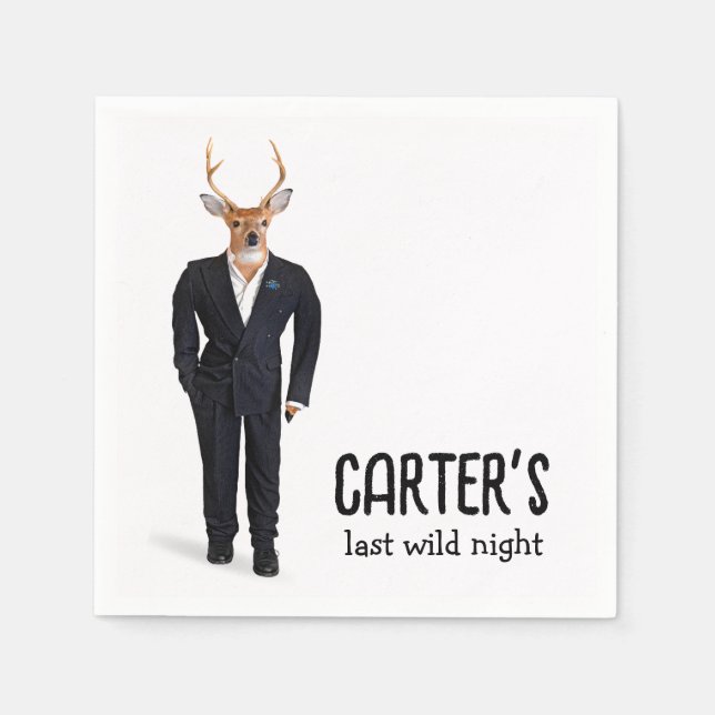 Hjort i Smoking för Svärmannafest Pappersservett (Framsidan)