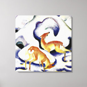 Hjort i Snö av Franz Marc Canvastryck