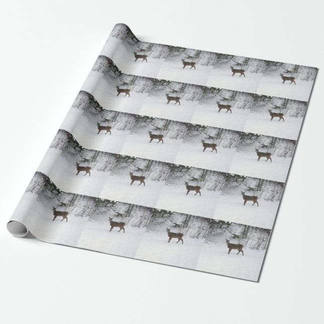 Hjort i Snö Presentpapper (Utrullad)