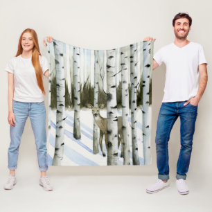 Hjort i Snowfall Fleecefilt