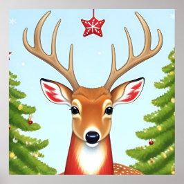 Hjort i Winter Wonderland Scene Poster