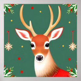 Hjort i Winter Wonderland Scene Poster