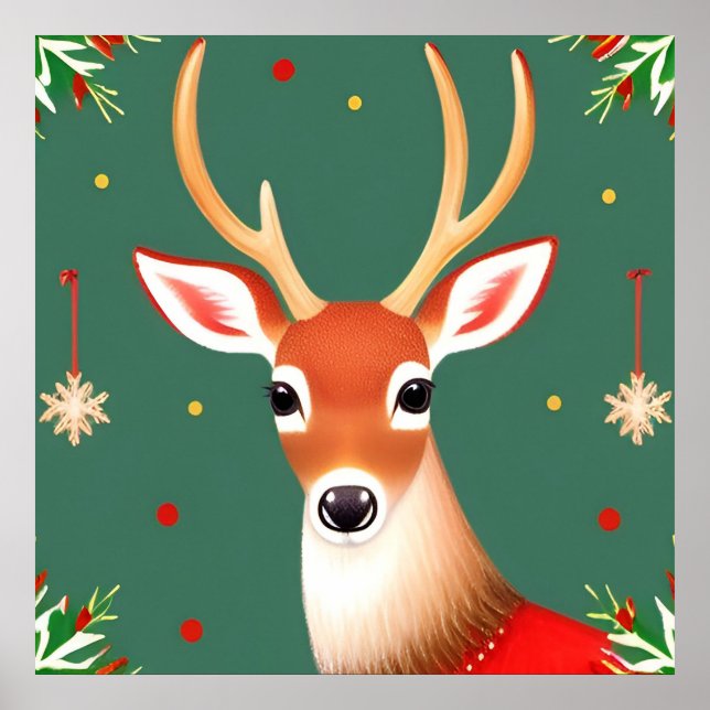 Hjort i Winter Wonderland Scene Poster (Framsidan)