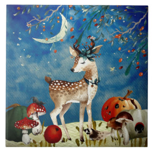 Hjort Illustration av Heumn Woodland Friends Kakelplatta