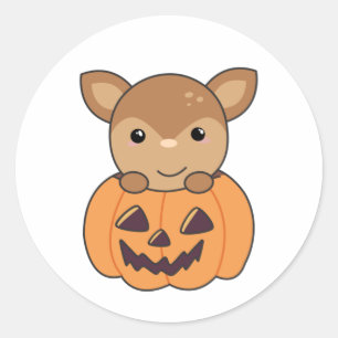 Hjort in Pumpkin Sweet Hjort Happy halloween Runt Klistermärke