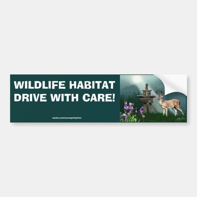 Hjort & Inukshuk Wilderness Safety Bumper Sticker Bildekal (Framsidan)