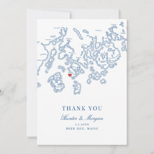 Hjort Isle Maine Bröllop Flat Tack Kort