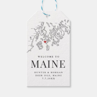 Hjort Isle Välkommen till Maine Wedding Favor Presentetikett