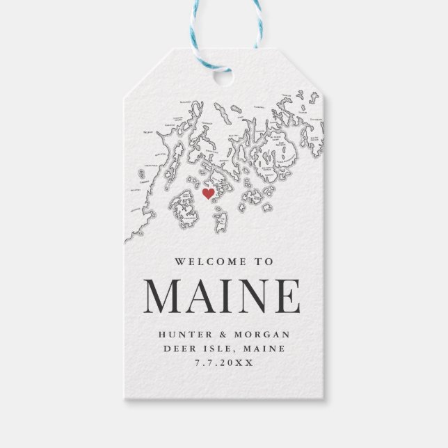 Hjort Isle Välkommen till Maine Wedding Favor Presentetikett (Framsidan)