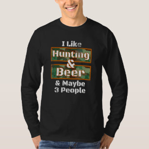 Hjort Jakt jag gillar jakt och Beer Camo Design T Shirt