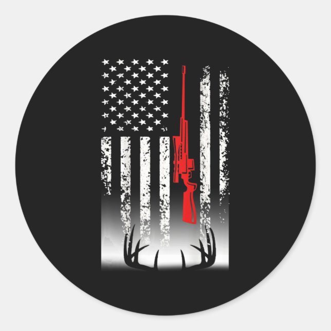 Hjort jaktjägare runt klistermärke (Framsida)