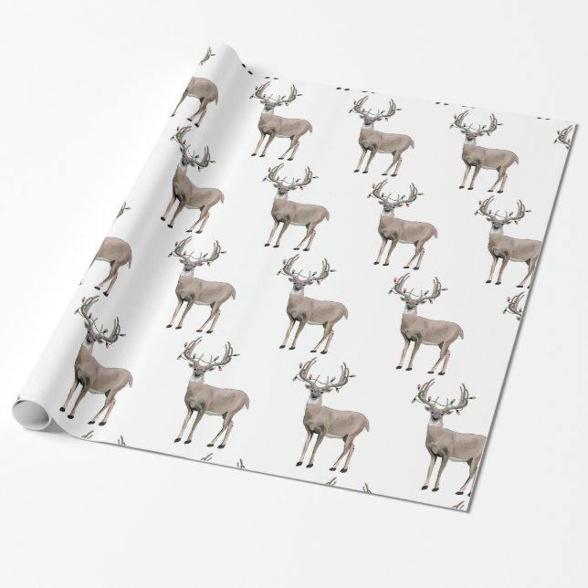 Hjort Jul Antlers Wrapping Papper Presentpapper (Utrullad)