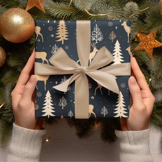 Hjort jul | Blå flotta Presentpapper (Skapare uppladdad)