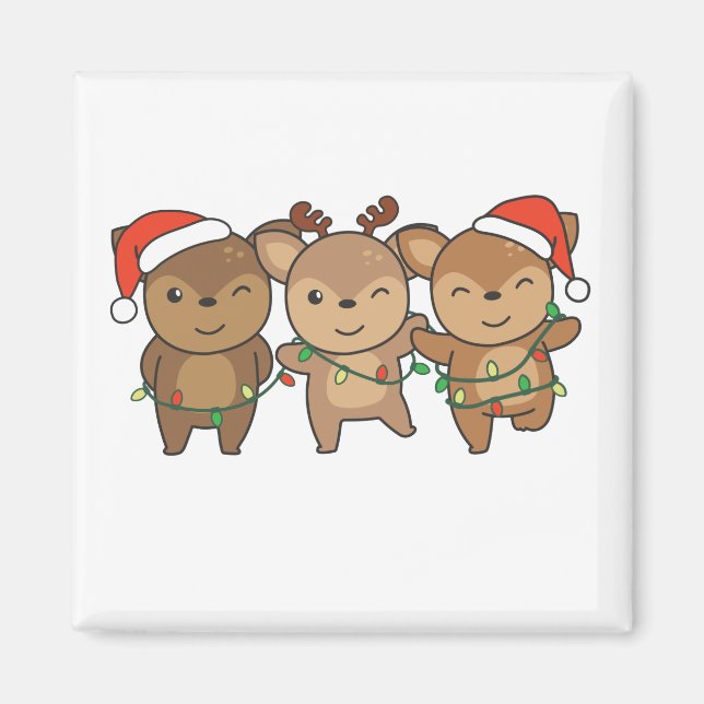 Hjort Jul-djur Cute Hjort Magnet (Framsidan)