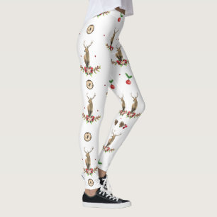 Hjort jul Idyll Winter Mönster Leggings
