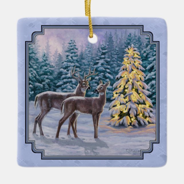 Hjort & Julgran Winter Blue Julgransprydnad Keramik (Framsida)