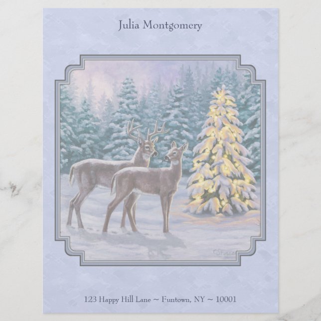 Hjort & Julgran Winter Blue Letterhead Brevhuvud (Framsida)