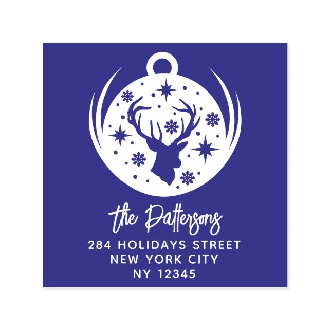 Hjort julvinter - nytt år Namn Returadress Självfärgande Stämpel (Design)