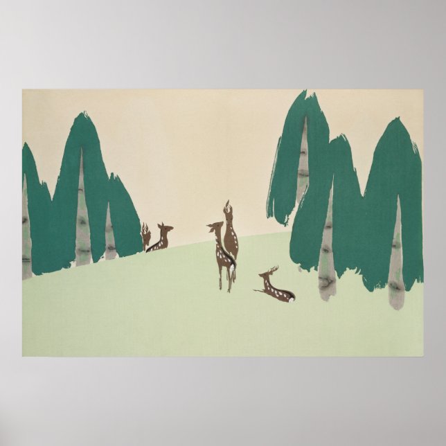 Hjort Kamisaka Sekka japan målarart canvas cc0 Poster (Framsidan)